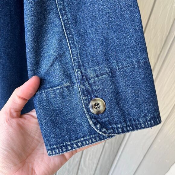 VTG Jantzen Denim Chore Coat Faux Suede Trim Utility Jacket M - Picture 4 of 8